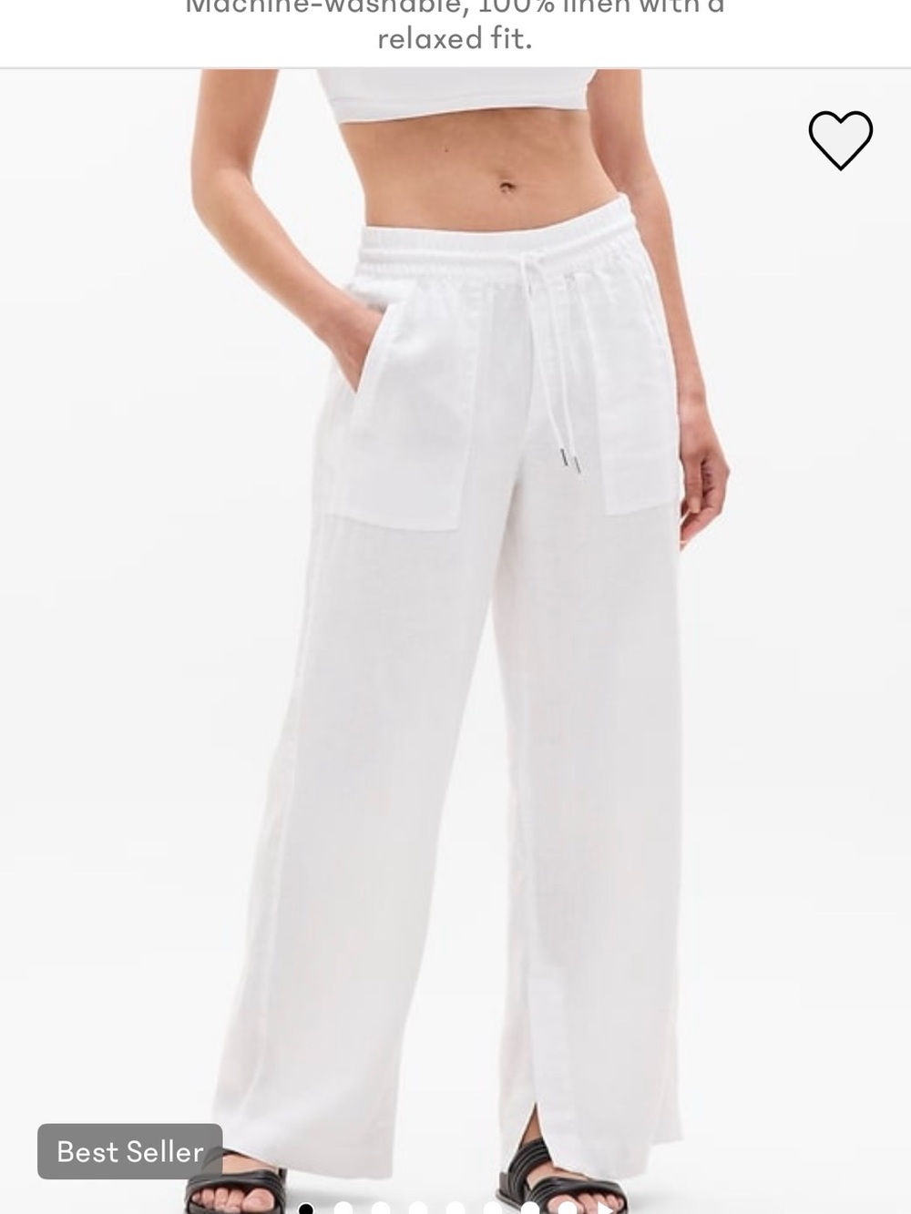 Athleta White Wide-Leg Linen Drawstring Pants